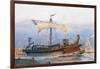 Roman Imperial Era Ship Leaving Arsenal, Watercolour by Albert Sebille (1874-1953)-null-Framed Giclee Print