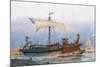 Roman Imperial Era Ship Leaving Arsenal, Watercolour by Albert Sebille (1874-1953)-null-Mounted Giclee Print