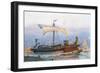 Roman Imperial Era Ship Leaving Arsenal, Watercolour by Albert Sebille (1874-1953)-null-Framed Giclee Print