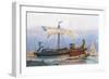 Roman Imperial Era Ship Leaving Arsenal, Watercolour by Albert Sebille (1874-1953)-null-Framed Giclee Print