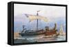 Roman Imperial Era Ship Leaving Arsenal, Watercolour by Albert Sebille (1874-1953)-null-Framed Stretched Canvas