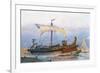 Roman Imperial Era Ship Leaving Arsenal, Watercolour by Albert Sebille (1874-1953)-null-Framed Giclee Print