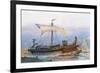 Roman Imperial Era Ship Leaving Arsenal, Watercolour by Albert Sebille (1874-1953)-null-Framed Giclee Print