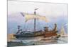 Roman Imperial Era Ship Leaving Arsenal, Watercolour by Albert Sebille (1874-1953)-null-Mounted Giclee Print