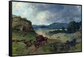 Roman Landscape, 1827 (Oil on Canvas)-Jean Baptiste Camille Corot-Framed Stretched Canvas