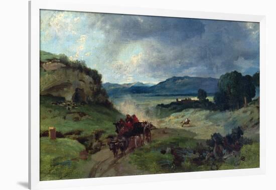 Roman Landscape, 1827 (Oil on Canvas)-Jean Baptiste Camille Corot-Framed Giclee Print