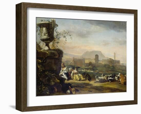 Roman Landscape with Shepherds-Jan Weenix-Framed Giclee Print