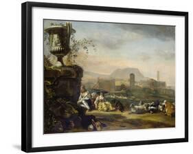 Roman Landscape with Shepherds-Jan Weenix-Framed Giclee Print