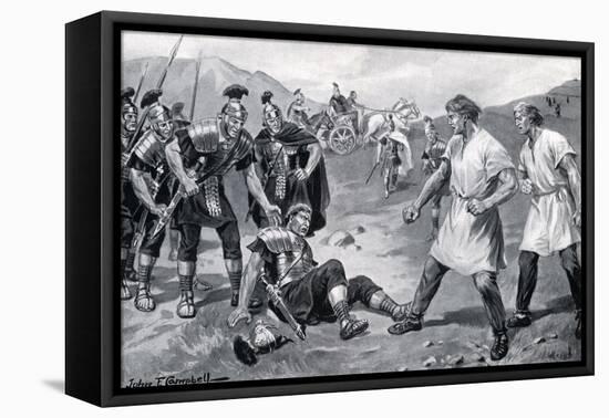 Roman Legionaries Fight-G.F. Scott Elliot-Framed Stretched Canvas