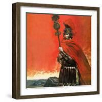 Roman Legionary in Front of Hadrian's Wall-Graham Coton-Framed Giclee Print