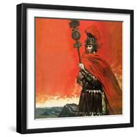 Roman Legionary in Front of Hadrian's Wall-Graham Coton-Framed Giclee Print