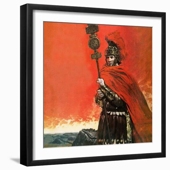 Roman Legionary in Front of Hadrian's Wall-Graham Coton-Framed Giclee Print