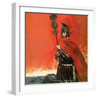 Roman Legionary in Front of Hadrian's Wall-Graham Coton-Framed Giclee Print