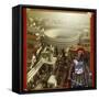 Roman Legionnaire with a Roman City and Coliseum-Stocktrek Images-Framed Stretched Canvas