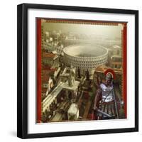 Roman Legionnaire with a Roman City and Coliseum-Stocktrek Images-Framed Art Print