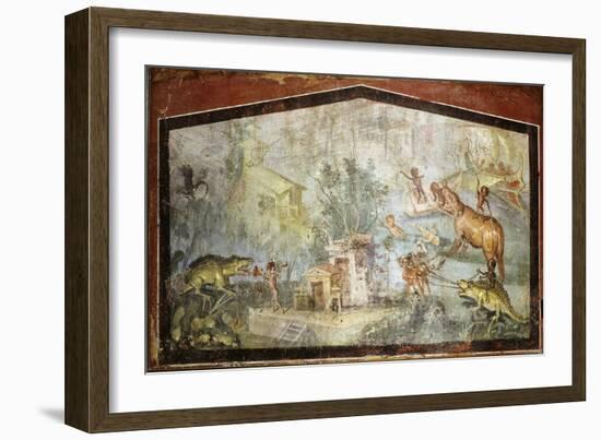 Roman Life on the River Nile Egypt, Fresco from temple of Bacchus at Pompeii 55-79 BC-null-Framed Giclee Print