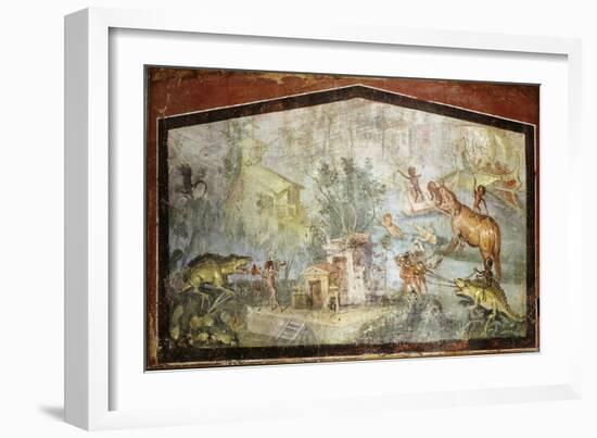 Roman Life on the River Nile Egypt, Fresco from temple of Bacchus at Pompeii 55-79 BC-null-Framed Giclee Print