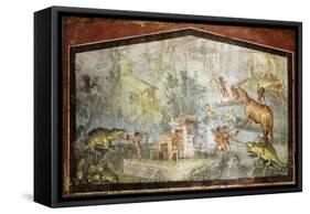 Roman Life on the River Nile Egypt, Fresco from temple of Bacchus at Pompeii 55-79 BC-null-Framed Stretched Canvas