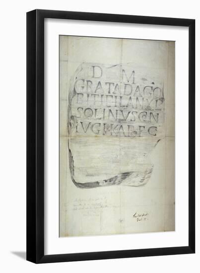 Roman Memorial Stone Erected by Solinus in Memory of His Wife Grata, 1875-null-Framed Giclee Print