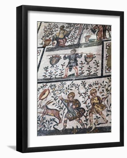 Roman Mosaic at Villa Romana Del Casale, UNESCO World Heritage Site, Piazza Armerina, Sicily, Italy-Stuart Black-Framed Photographic Print