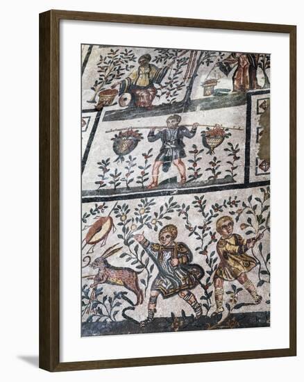 Roman Mosaic at Villa Romana Del Casale, UNESCO World Heritage Site, Piazza Armerina, Sicily, Italy-Stuart Black-Framed Photographic Print