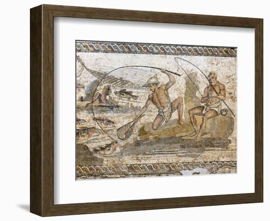 Roman Mosaic Dating from the 2 AD, from the Villa of the Nile at Leptis Magna, Tripoli, Libya-Rennie Christopher-Framed Photographic Print