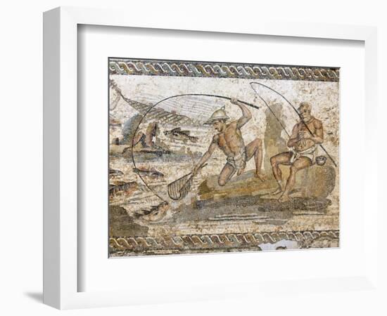 Roman Mosaic Dating from the 2 AD, from the Villa of the Nile at Leptis Magna, Tripoli, Libya-Rennie Christopher-Framed Photographic Print