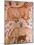 Roman Mosaic of a Ram, a Cow and Calf, 4th Century AD-null-Mounted Giclee Print