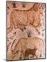 Roman Mosaic of a Ram, a Cow and Calf, 4th Century AD-null-Mounted Giclee Print