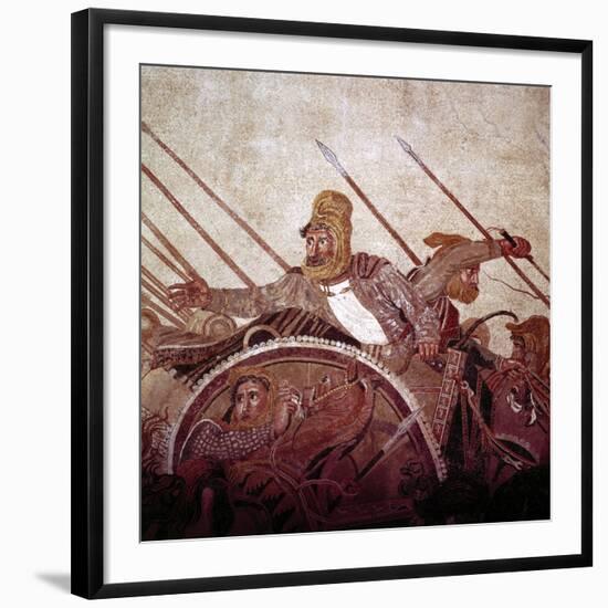 Roman Mosaic of Darius II of Persia at the Battle of Issus, Pompeii, Italy, (1st Century Ad)-CM Dixon-Framed Giclee Print