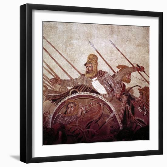 Roman Mosaic of Darius II of Persia at the Battle of Issus, Pompeii, Italy, (1st Century Ad)-CM Dixon-Framed Premium Giclee Print