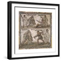 Roman Mosaic of Gladiators, 3rd C-null-Framed Premium Giclee Print