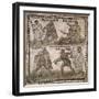 Roman Mosaic of Gladiators, 3rd C-null-Framed Art Print