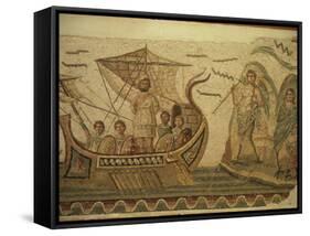 Roman Mosaic, Ulysses and Chant of Sirens, Bardo, Tunisia, North Africa, Africa-David Beatty-Framed Stretched Canvas