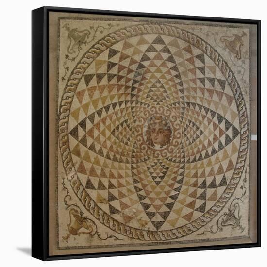 Roman Mosaic with Dyonysius Head-null-Framed Stretched Canvas