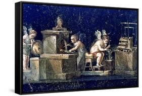 Roman mural, House of the Vettii Pompeii, Italy. Artist: Unknown-Unknown-Framed Stretched Canvas