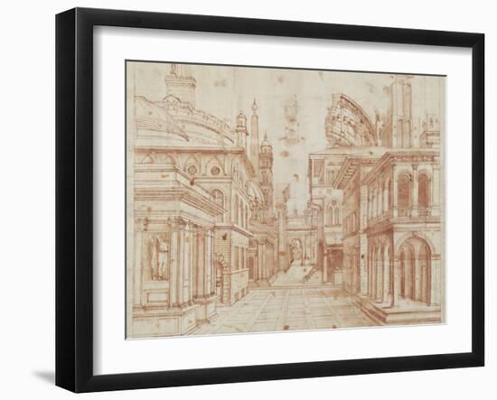 Roman Perspective-Baldassare Peruzzi-Framed Art Print