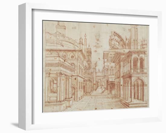 Roman Perspective-Baldassare Peruzzi-Framed Art Print