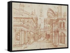 Roman Perspective-Baldassare Peruzzi-Framed Stretched Canvas