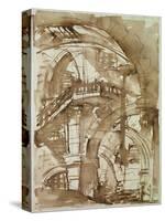 Roman Prison, circa 1744-5 (Pen and Wash over Pencil)-Giovanni Battista Piranesi-Stretched Canvas