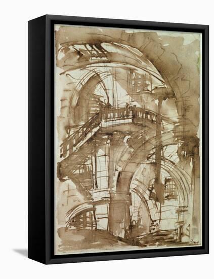 Roman Prison, circa 1744-5 (Pen and Wash over Pencil)-Giovanni Battista Piranesi-Framed Stretched Canvas