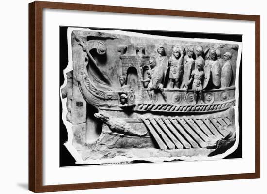 Roman Relief Sculpture with Soldiers on Boat-null-Framed Photographic Print