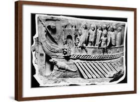 Roman Relief Sculpture with Soldiers on Boat-null-Framed Photographic Print