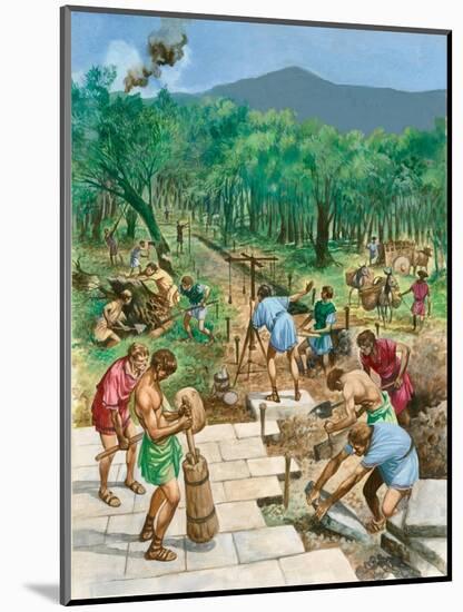 Roman Road Construction-Peter Jackson-Mounted Giclee Print