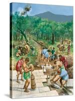 Roman Road Construction-Peter Jackson-Stretched Canvas