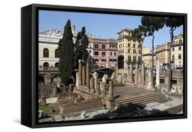 Roman Ruins in the Sacred Area (Area Sacra) of Largo Argentina, Rome, Lazio, Italy-Stuart Black-Framed Stretched Canvas