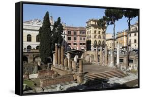 Roman Ruins in the Sacred Area (Area Sacra) of Largo Argentina, Rome, Lazio, Italy-Stuart Black-Framed Stretched Canvas