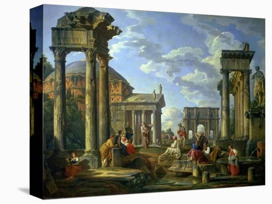 Roman Ruins with a Prophet, 1751-Giovanni Paolo Pannini-Stretched Canvas