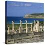 Roman Ruins with Statue of Emperor Trajan, Baelo Claudia, Near Tarifa, Andalucia, Spain, Europe-Stuart Black-Stretched Canvas