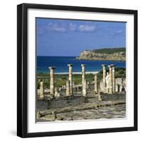 Roman Ruins with Statue of Emperor Trajan, Baelo Claudia, Near Tarifa, Andalucia, Spain, Europe-Stuart Black-Framed Photographic Print